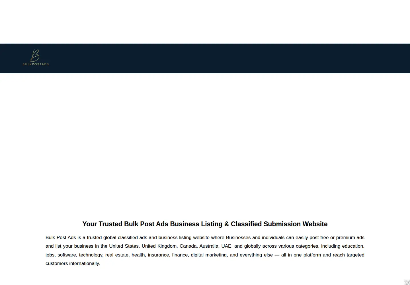 Captured homepage of bulkpostads.com in the current scan