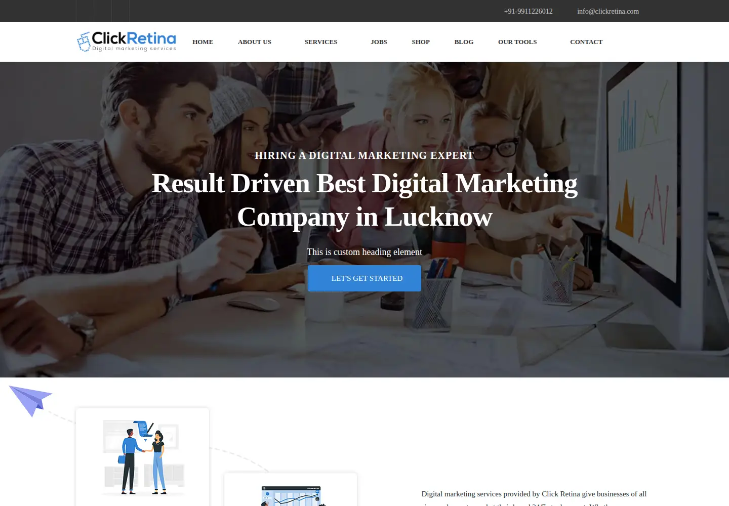 Captured homepage of clickretina.com in the current scan