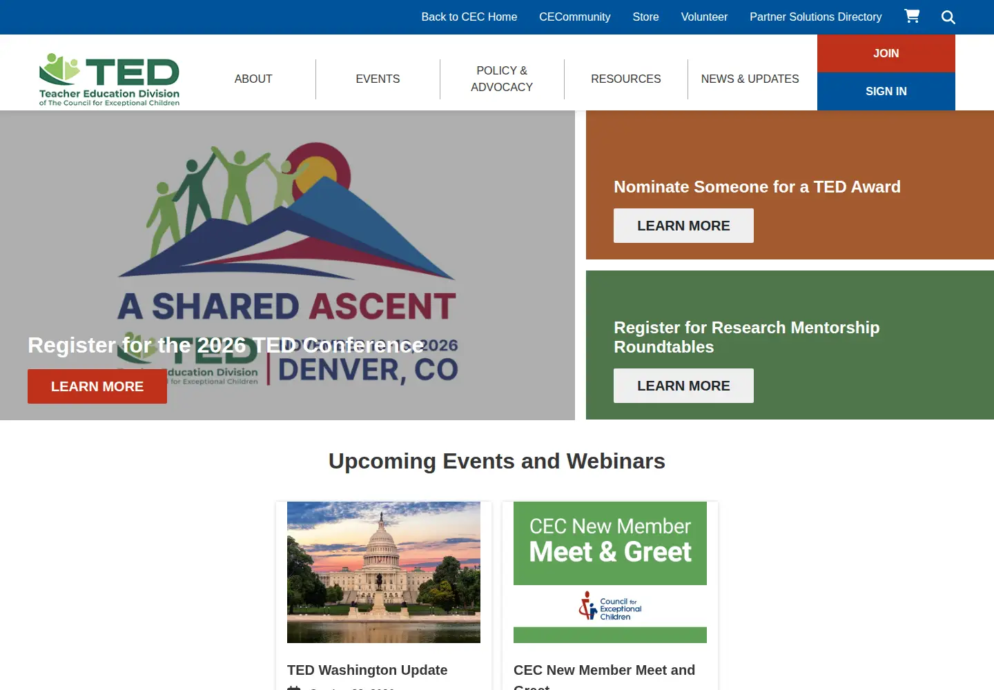 Screenshot of tedcec.org