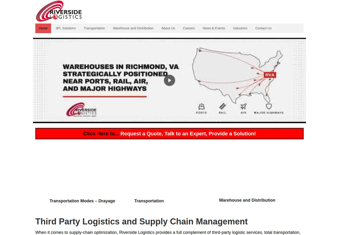 Captured homepage of riversidelogs.com in the current scan