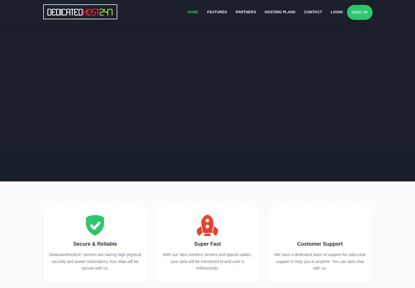 Captured homepage of dedicatedhost247.com in the current scan