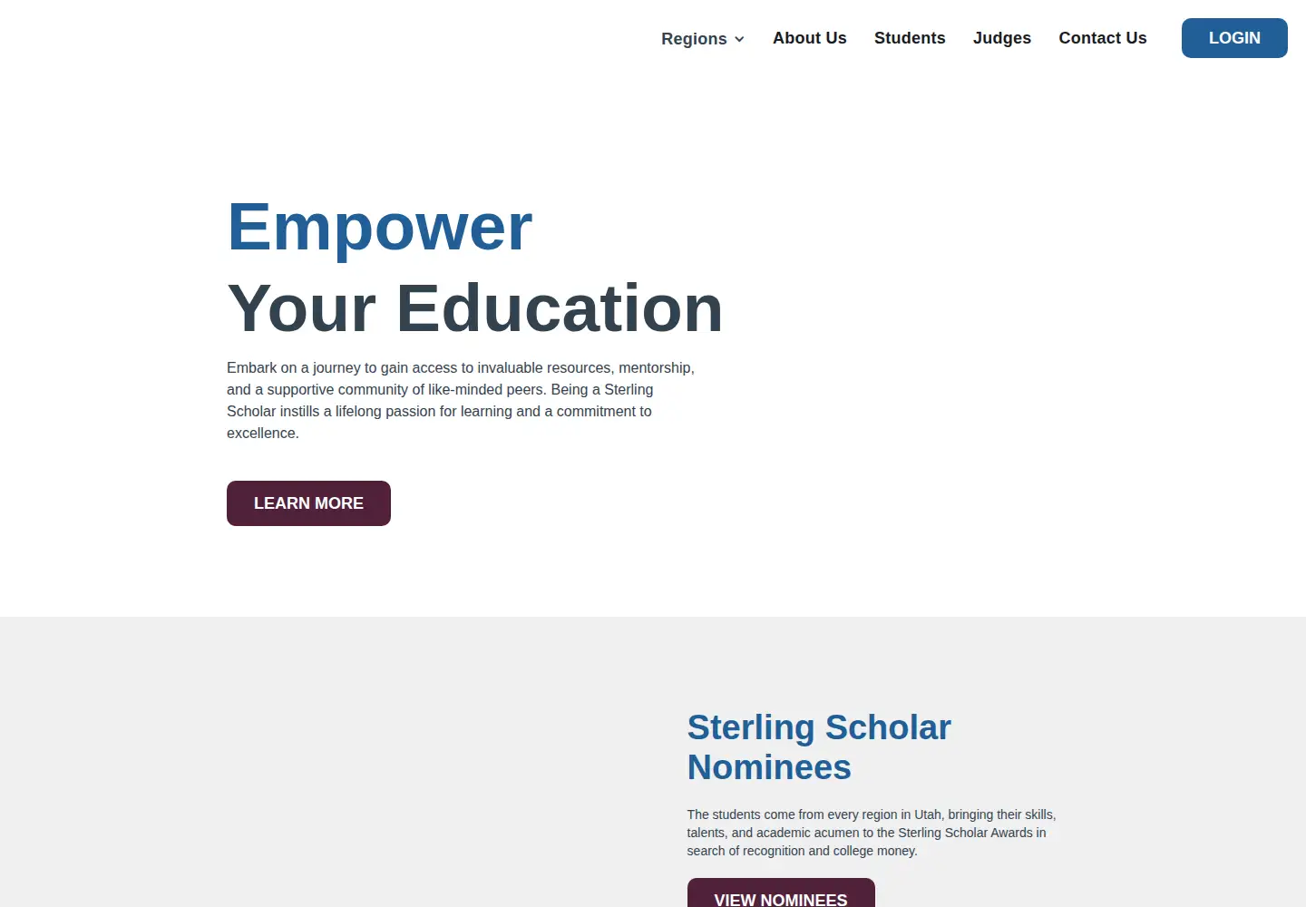 Screenshot of sterlingscholar.org