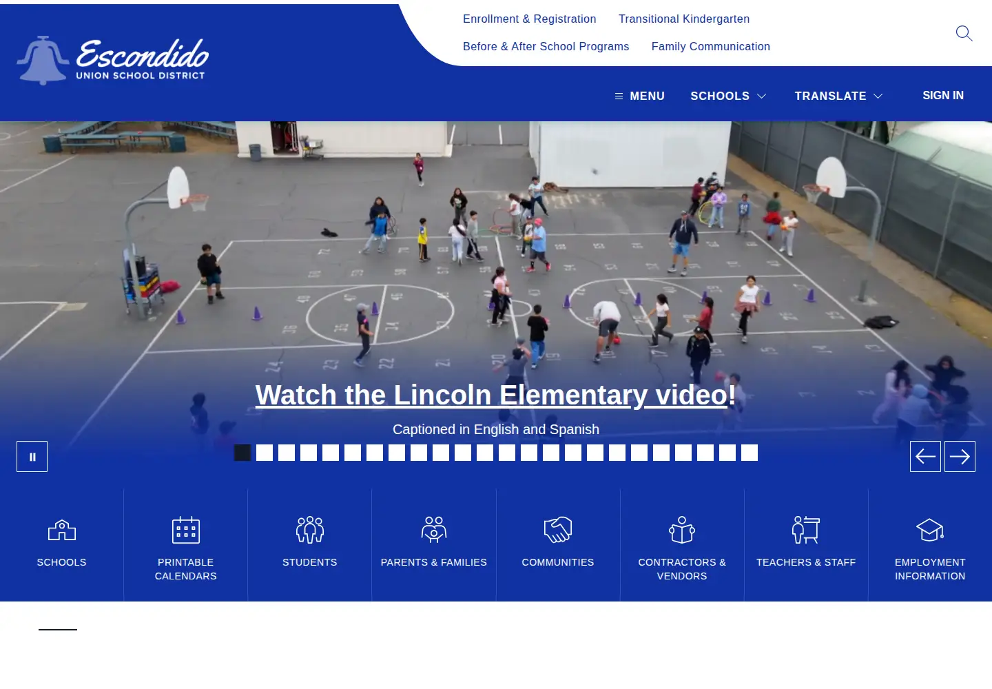 Captured homepage of eusd.org in the current scan