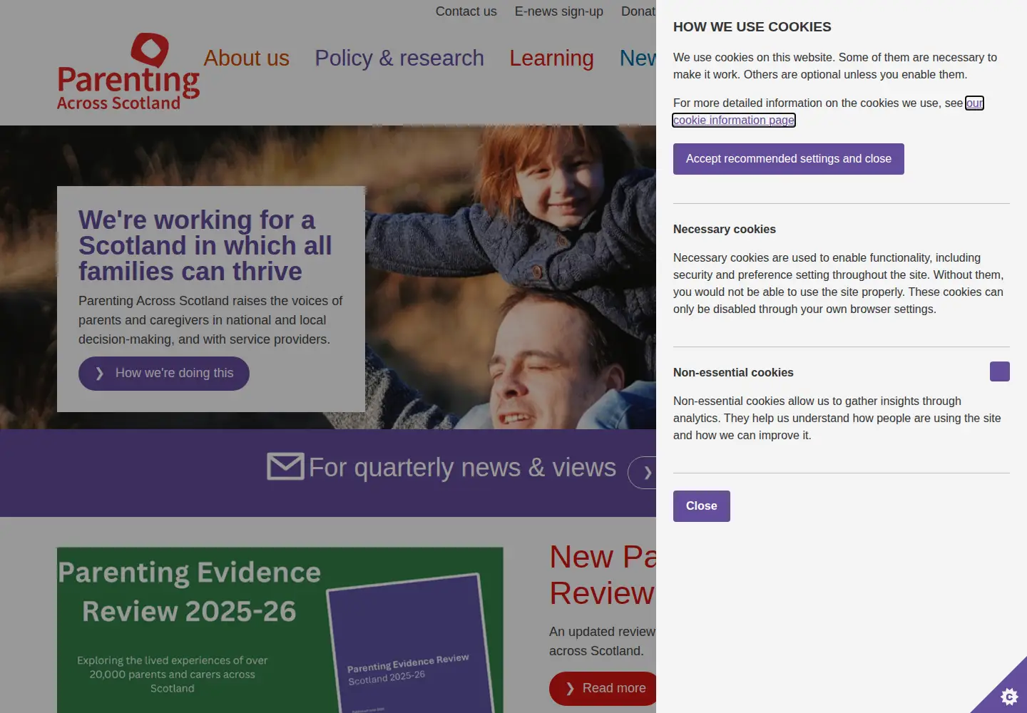 Screenshot of parentingacrossscotland.org