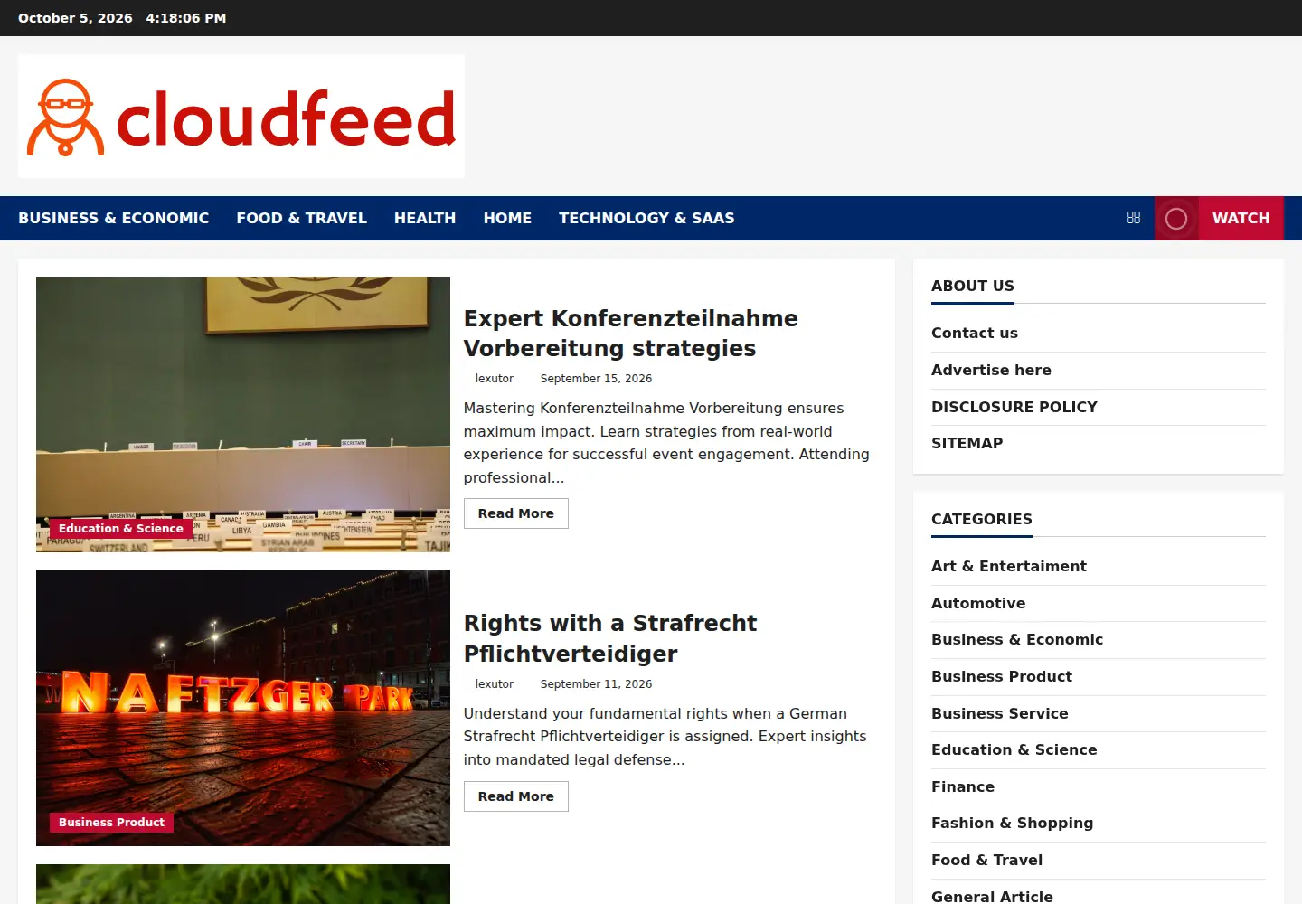 Captured homepage of cloudfeed.net in the current scan