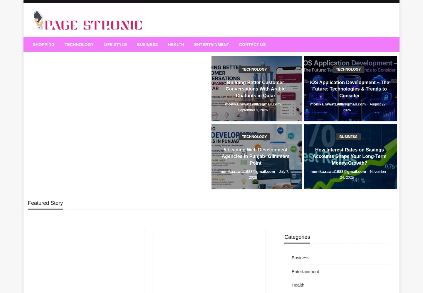 Screenshot of pagestronic.com