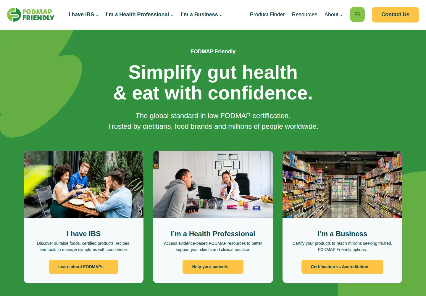 Screenshot of fodmapfriendly.com