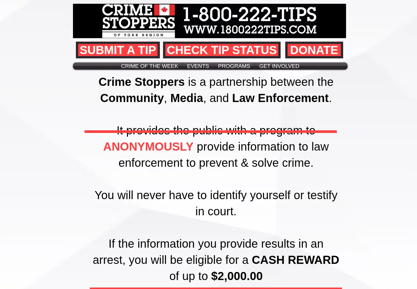 Screenshot of 1800222tips.com