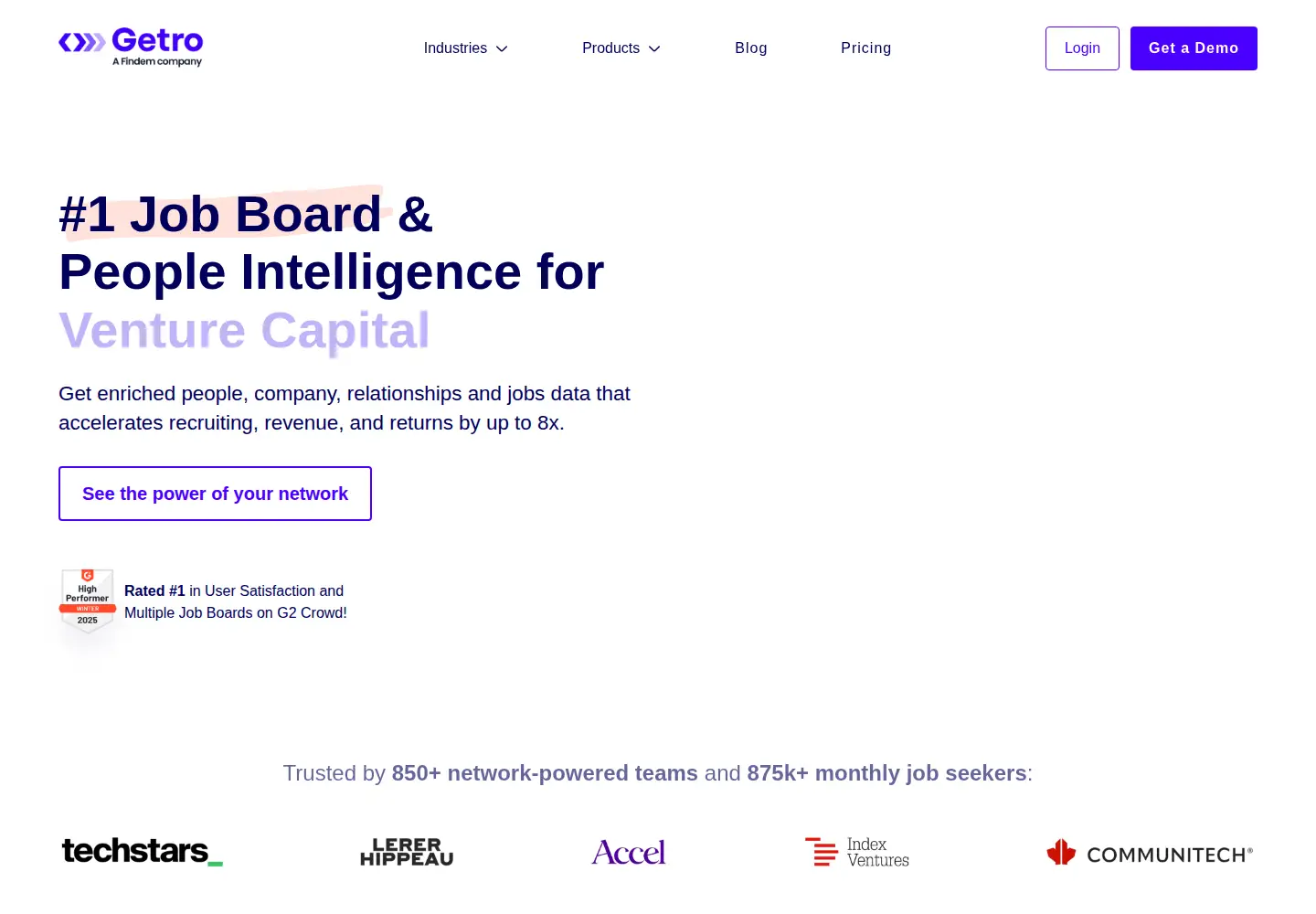 Captured homepage of getro.com in the current scan