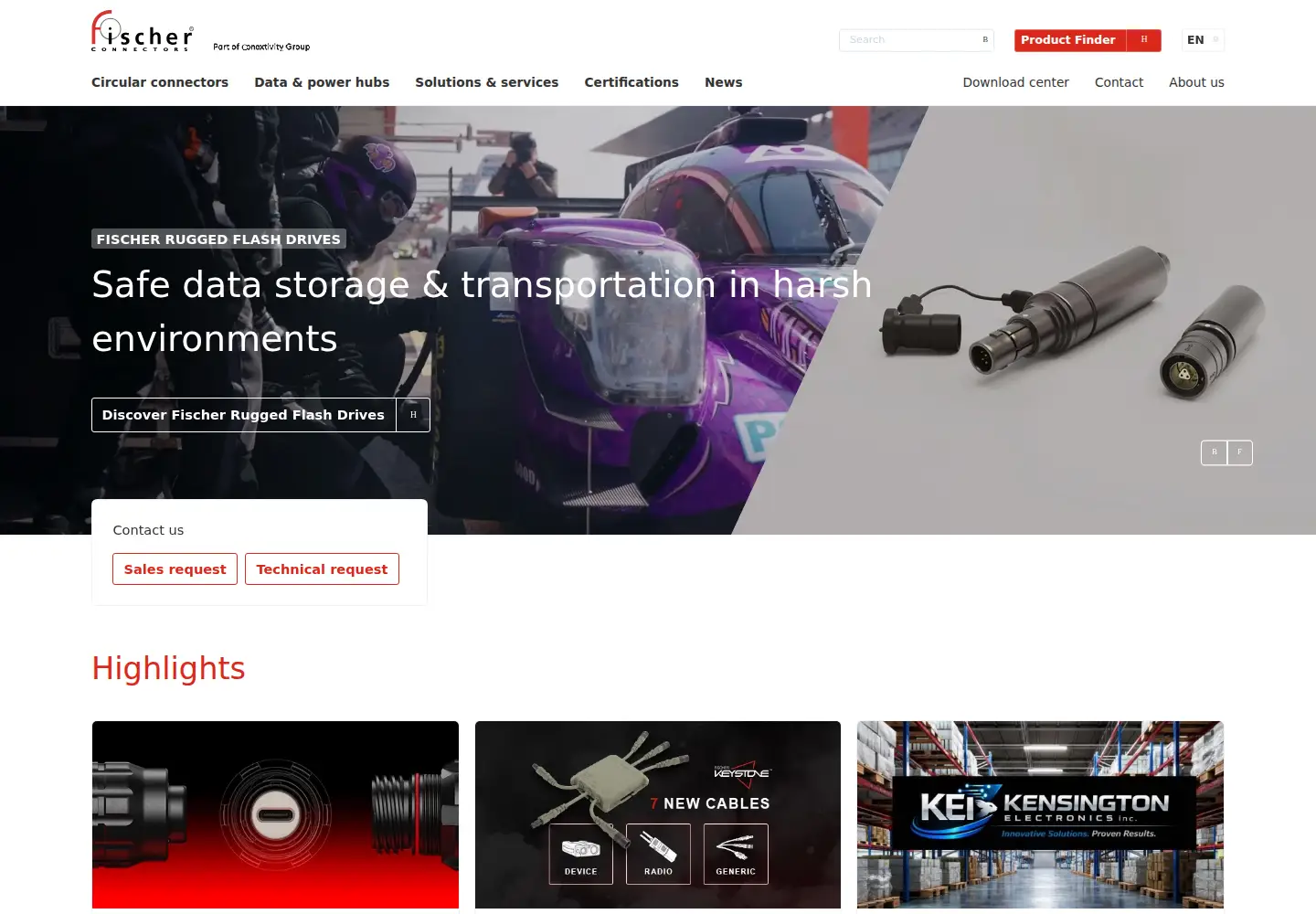 Screenshot of fischerconnectors.com