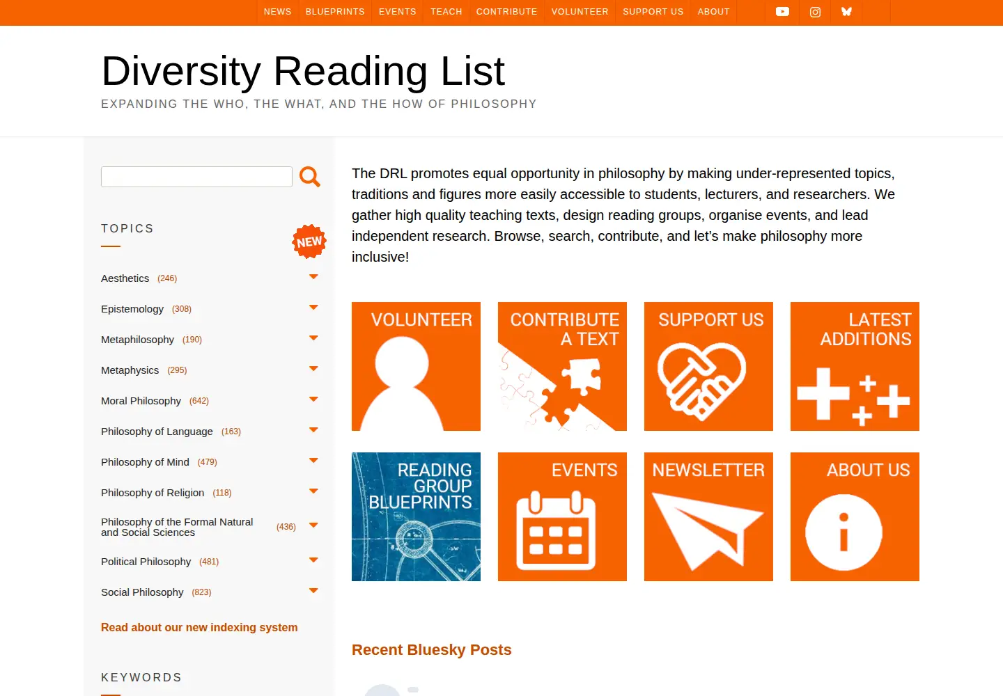 Captured homepage of diversityreadinglist.org in the current scan
