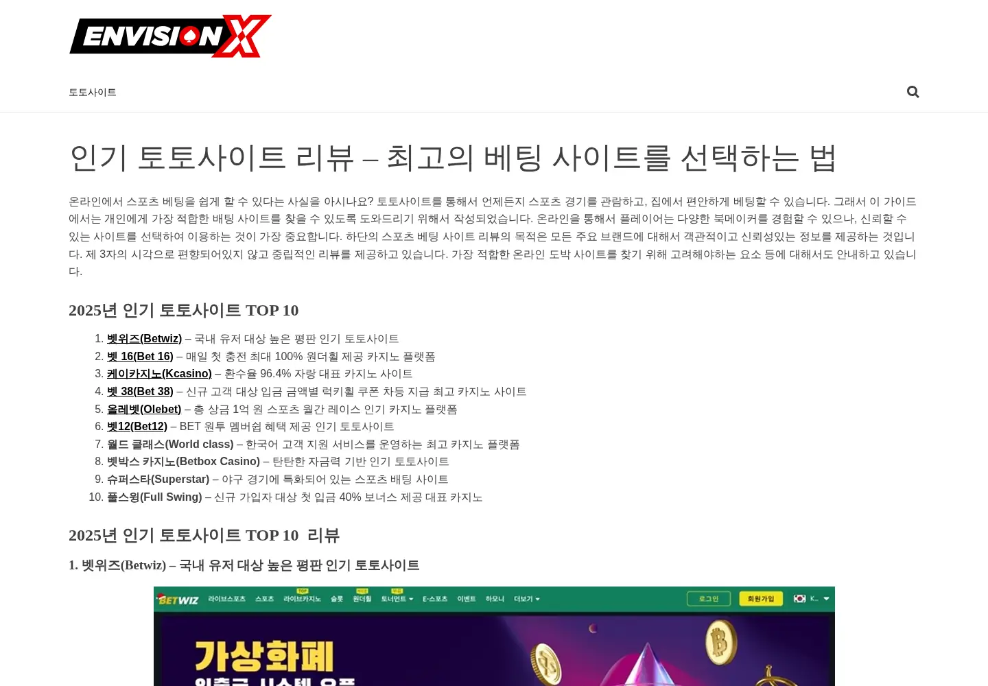 Captured homepage of envisionx.co in the current scan