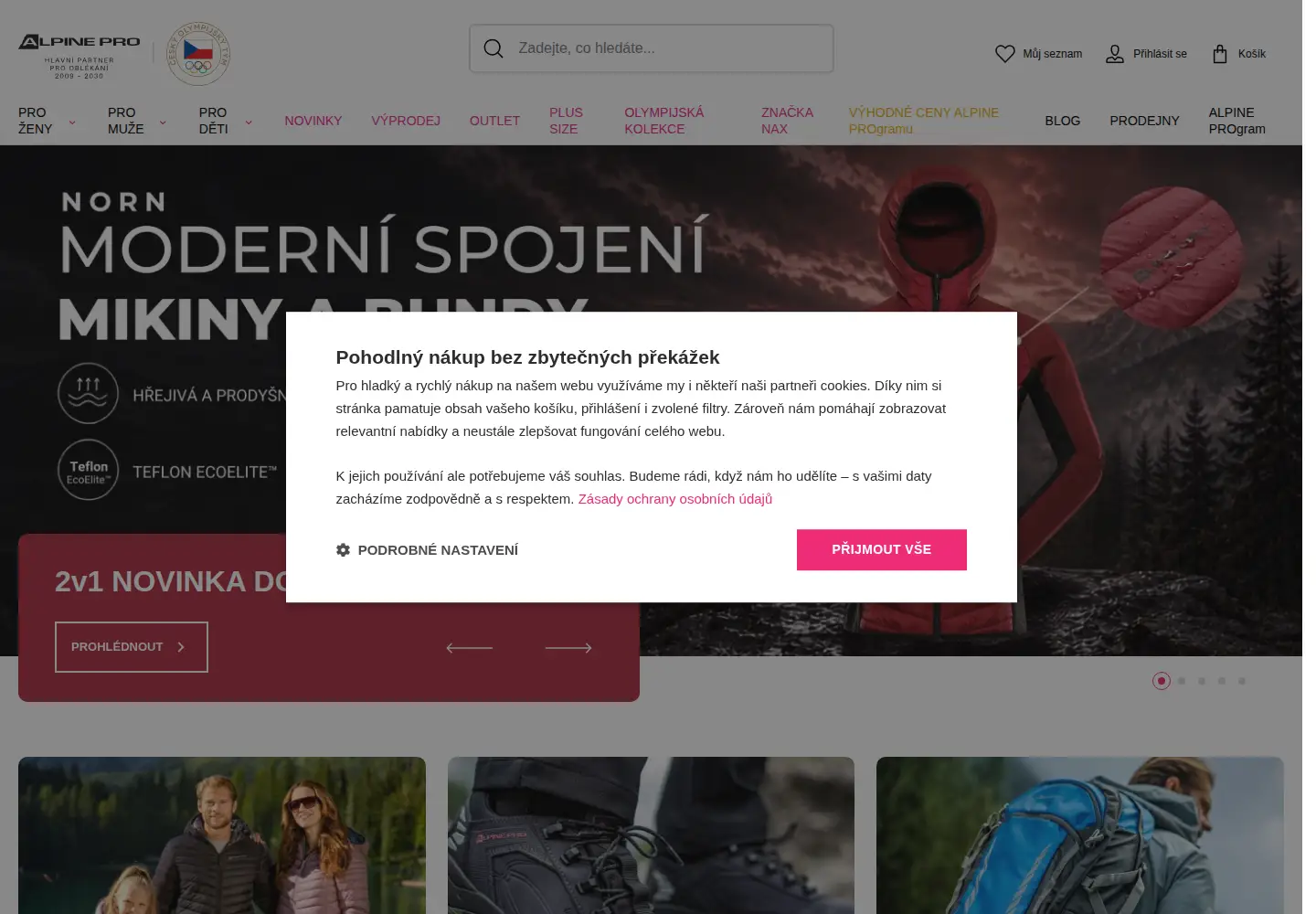 Captured homepage of alpinepro.cz in the current scan