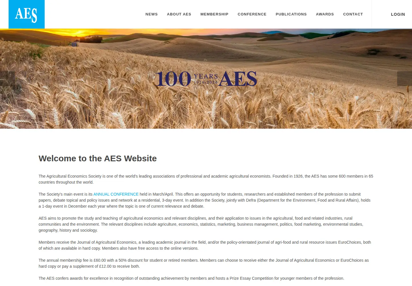 Captured homepage of aes.ac.uk in the current scan