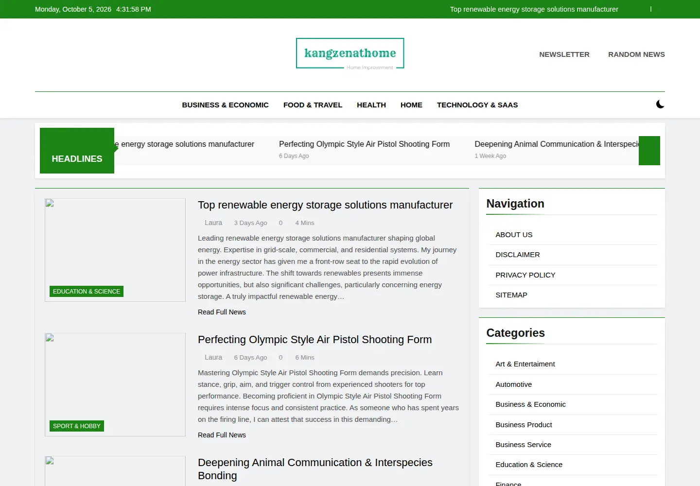 Screenshot of kangzenathome.com