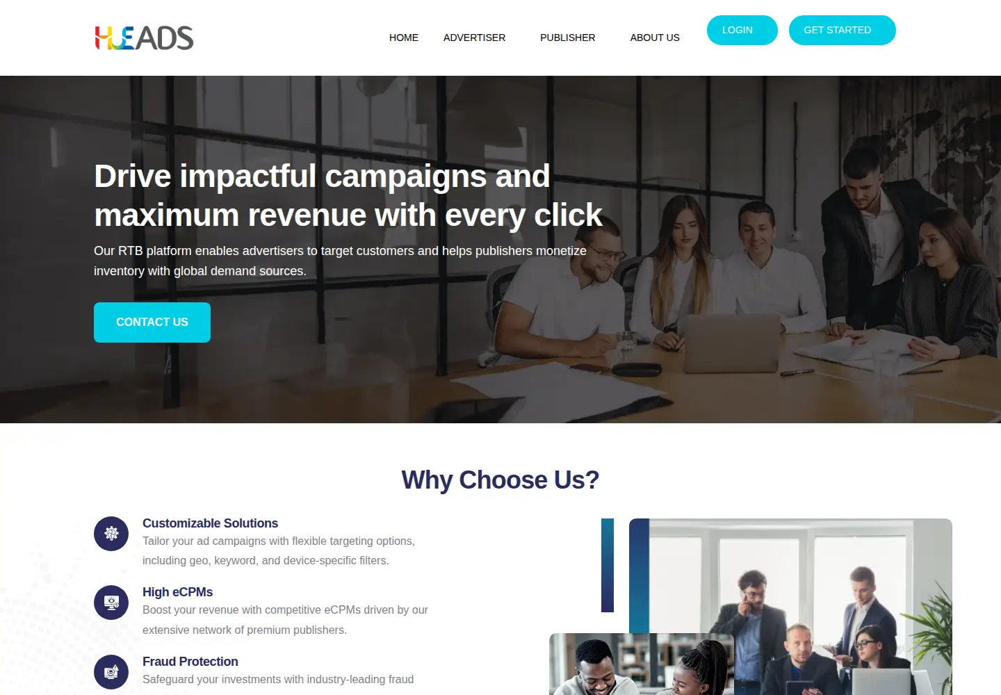 Screenshot of hueads.com