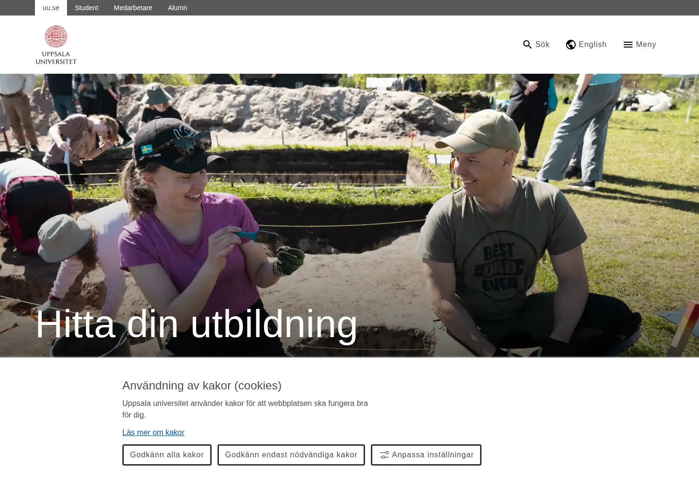 Screenshot of uu.se