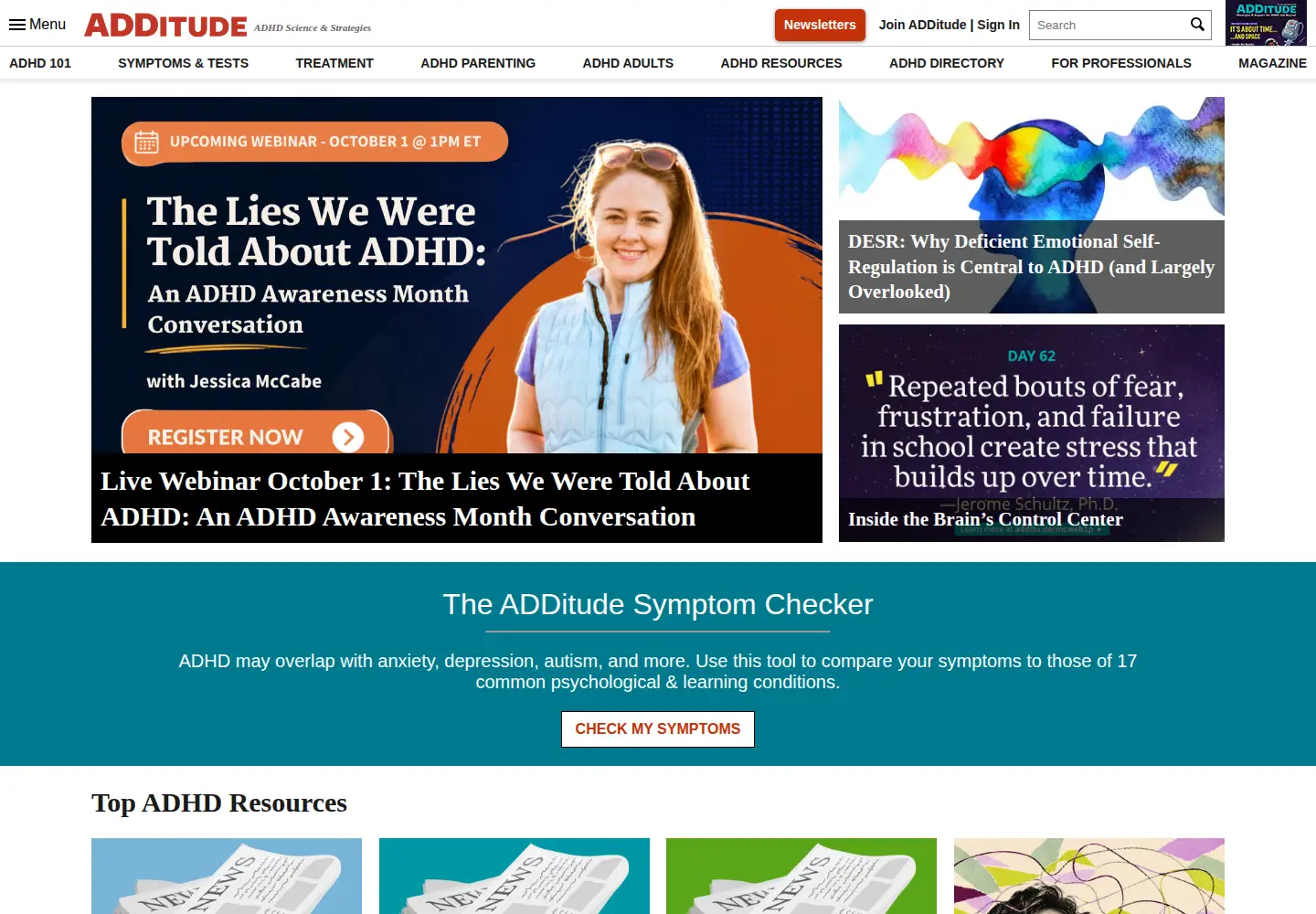 Screenshot of additudemag.com