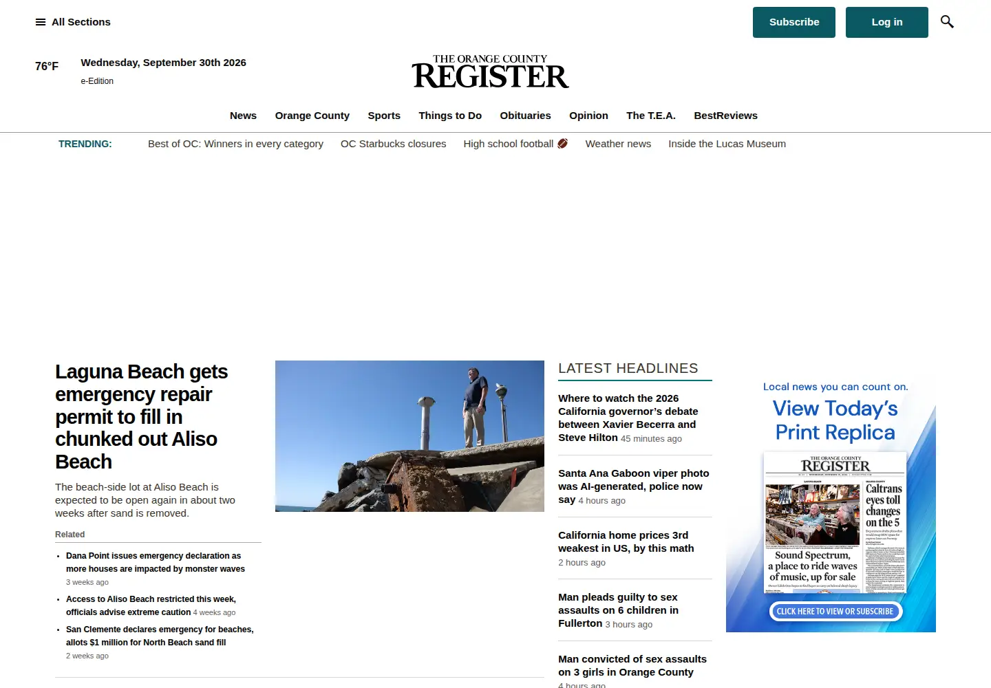 Screenshot of ocregister.com