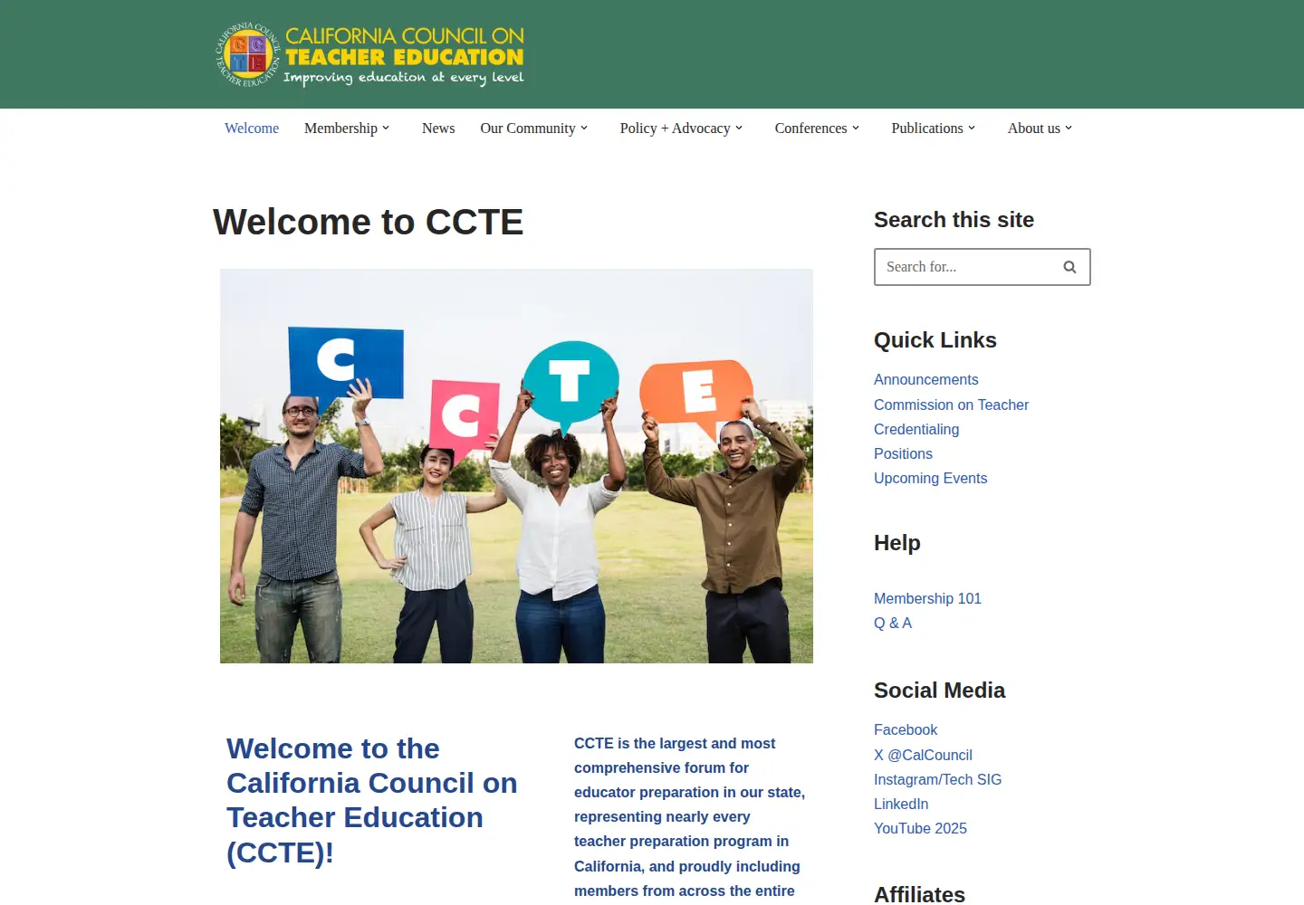 Captured homepage of ccte.org in the current scan