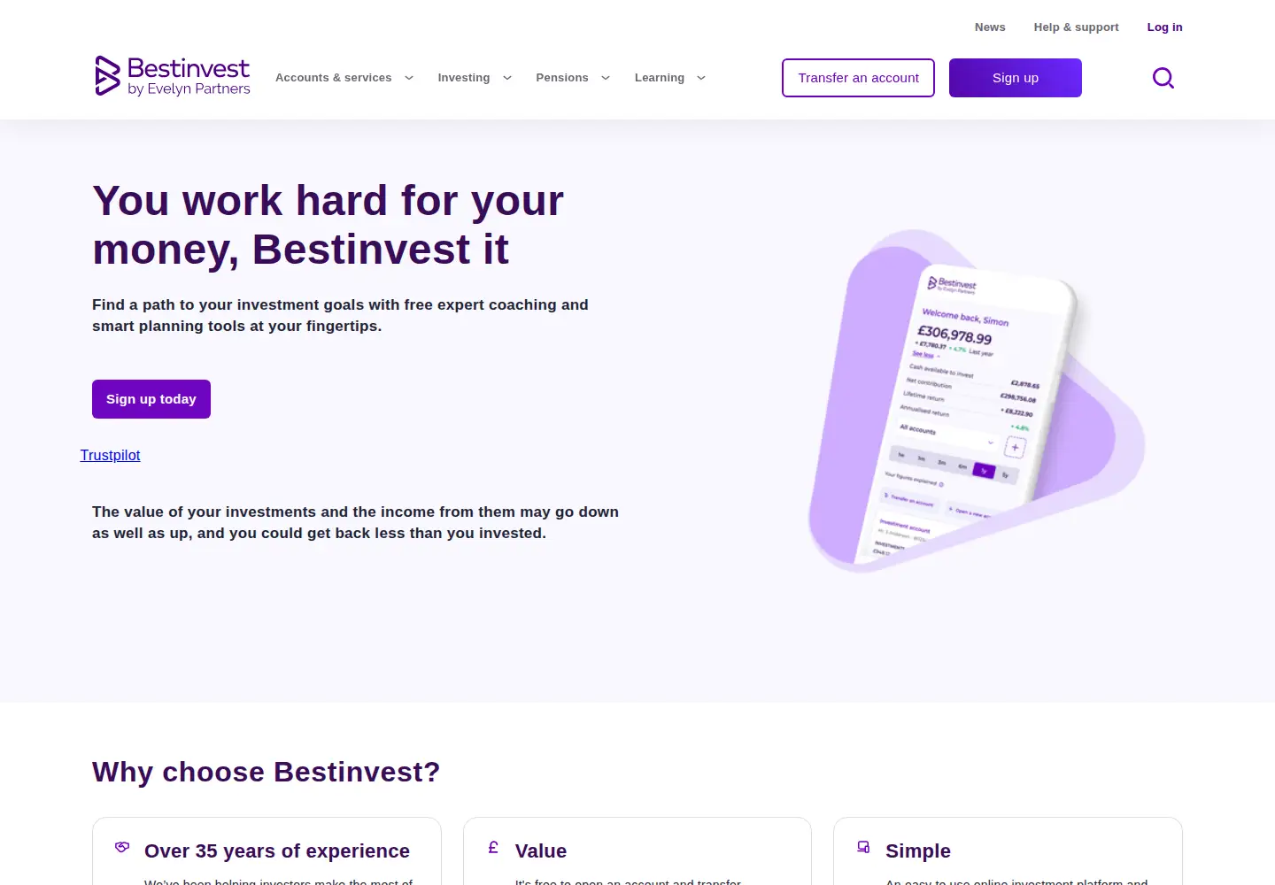 Captured homepage of bestinvest.co.uk in the current scan