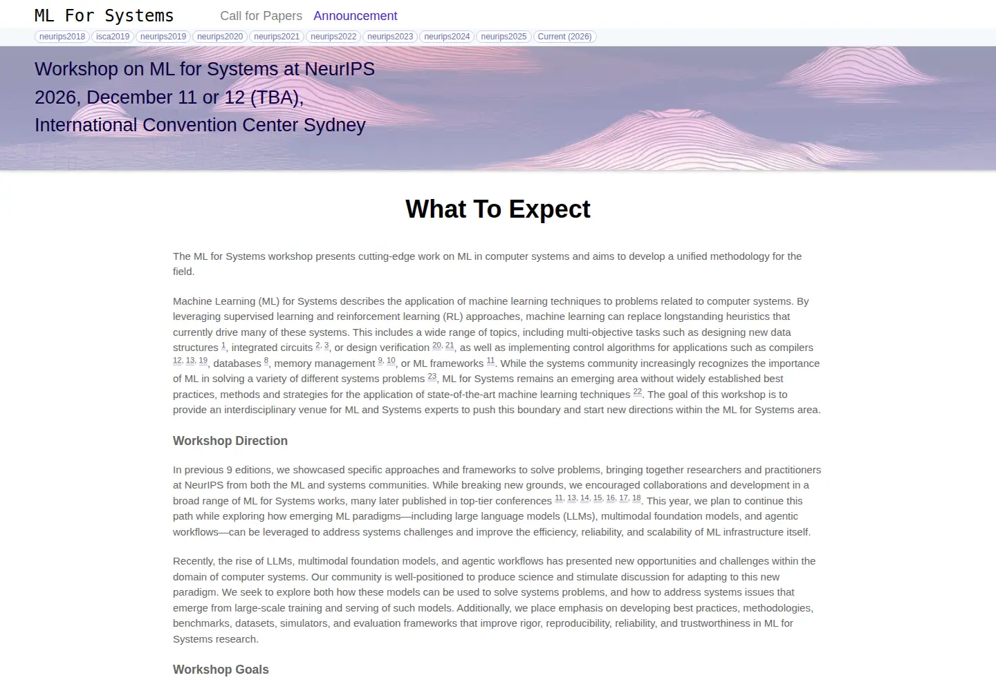 Captured homepage of mlforsystems.org in the current scan