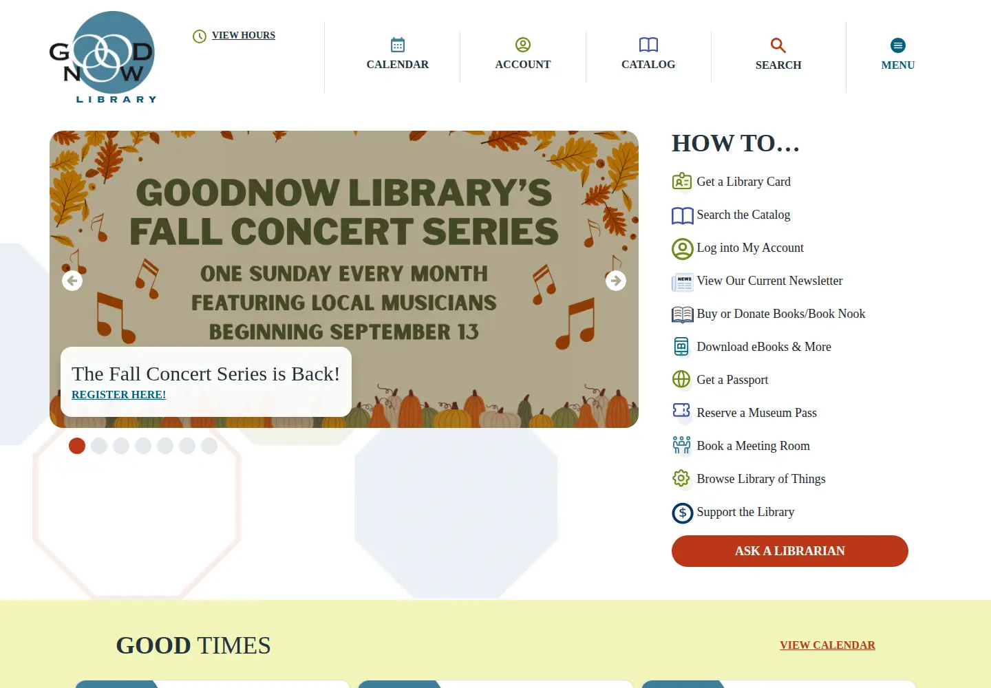 Captured homepage of goodnowlibrary.org in the current scan