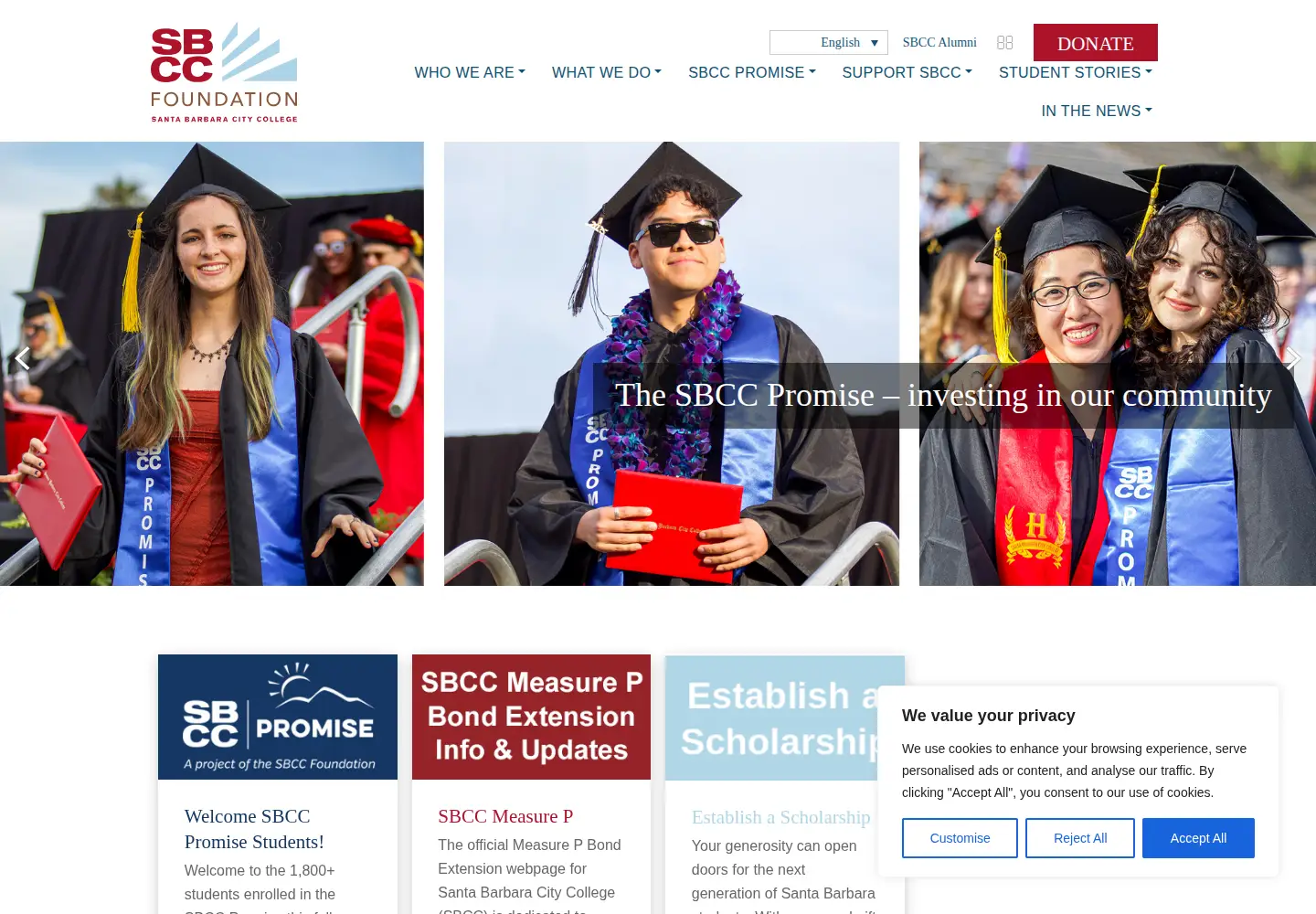Screenshot of sbccfoundation.org