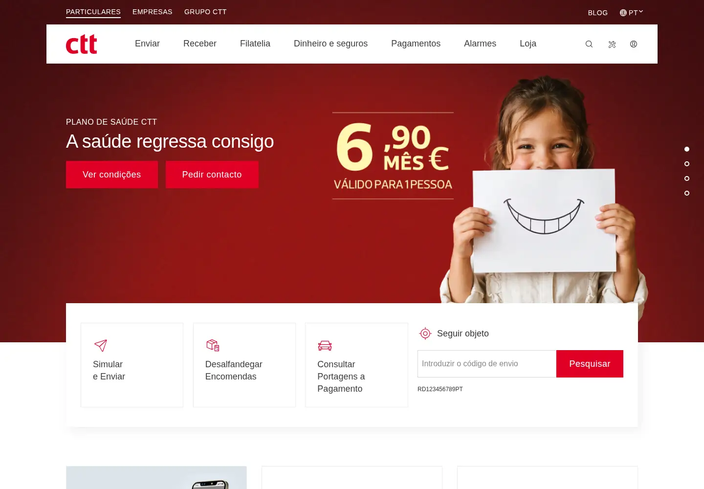 Screenshot of ctt.pt