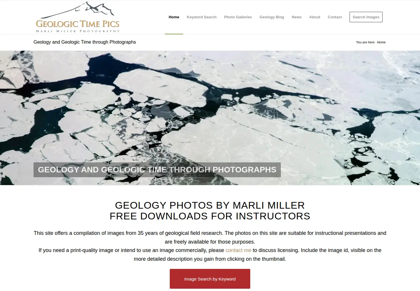 Captured homepage of geologypics.com in the current scan