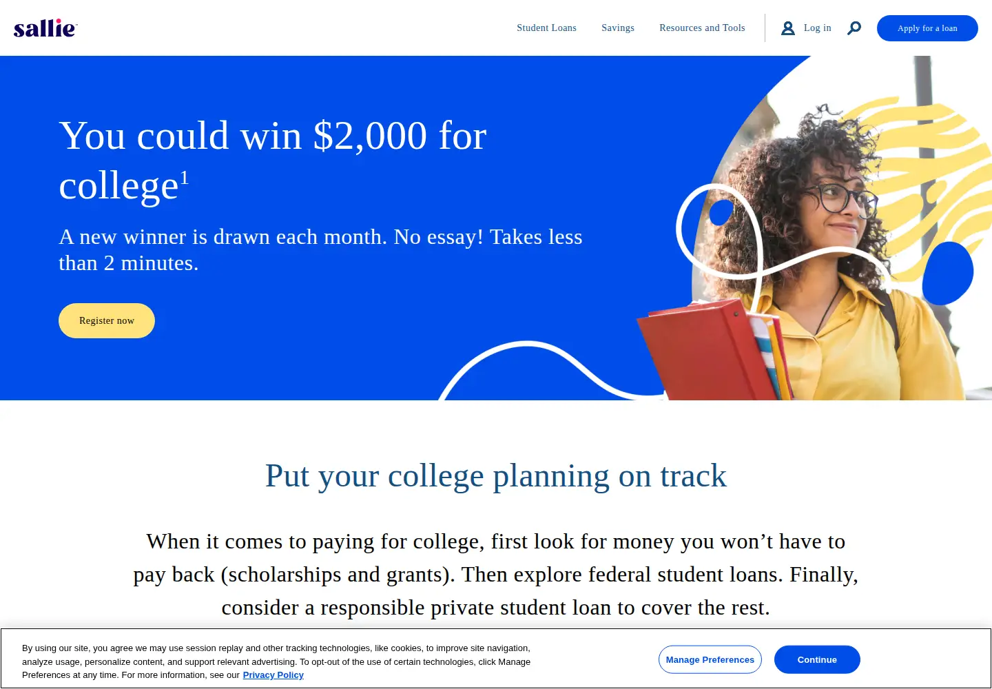 Captured homepage of payingforcollegeresource.com in the current scan