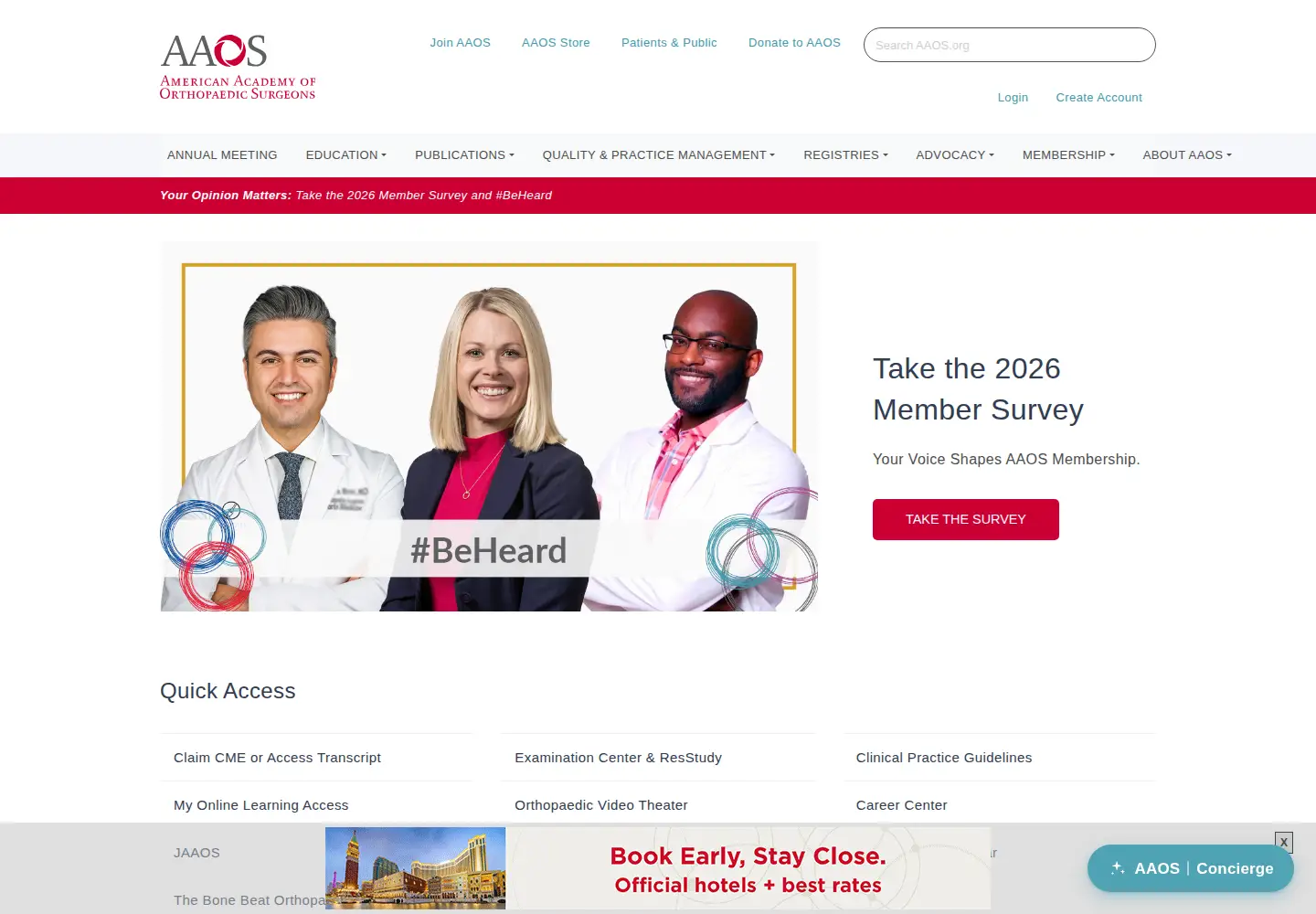 Screenshot of aaos.org