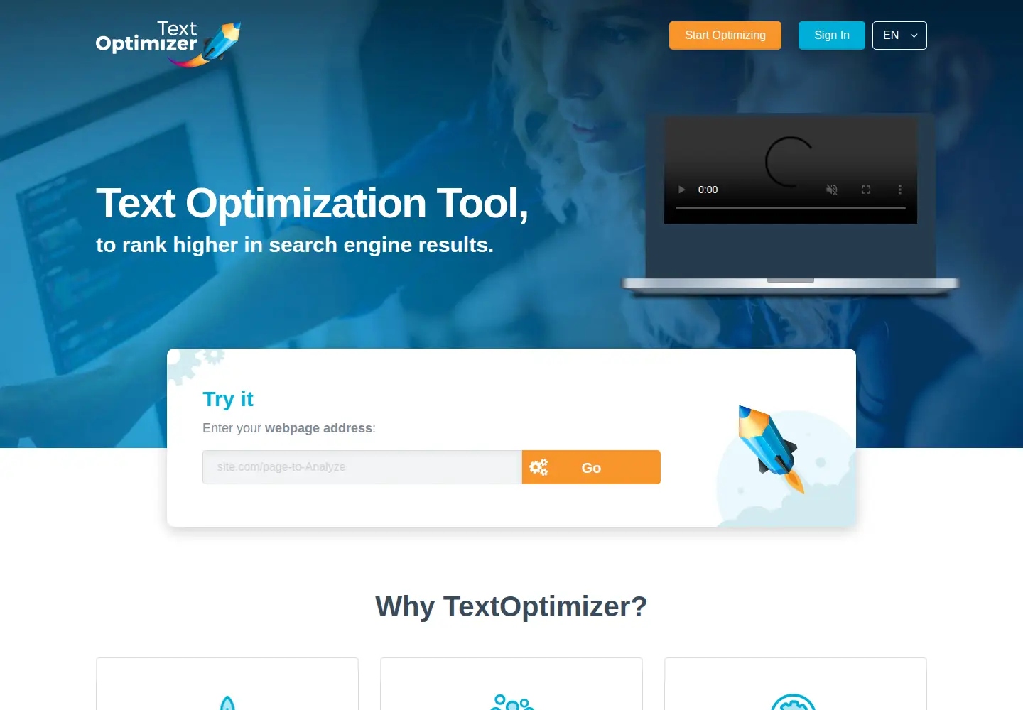 Screenshot of textoptimizer.com