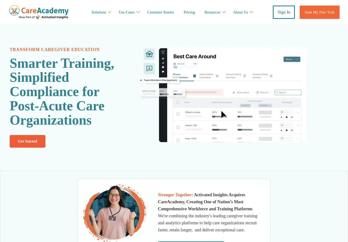 Captured homepage of careacademy.com in the current scan