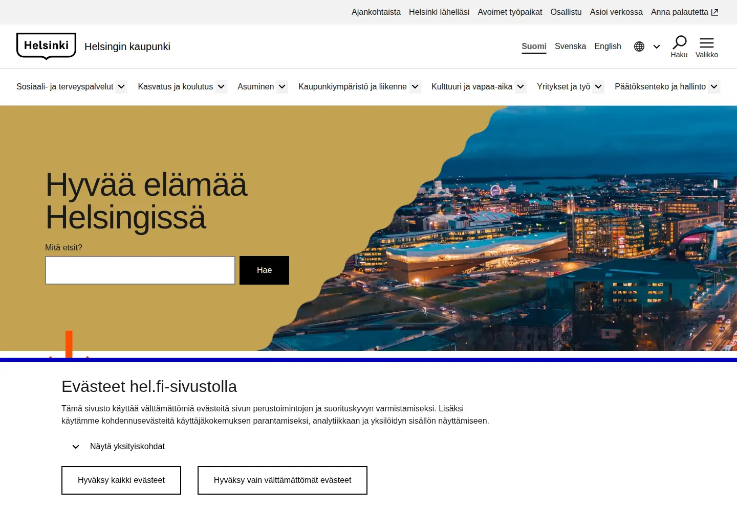 Screenshot of hel.fi