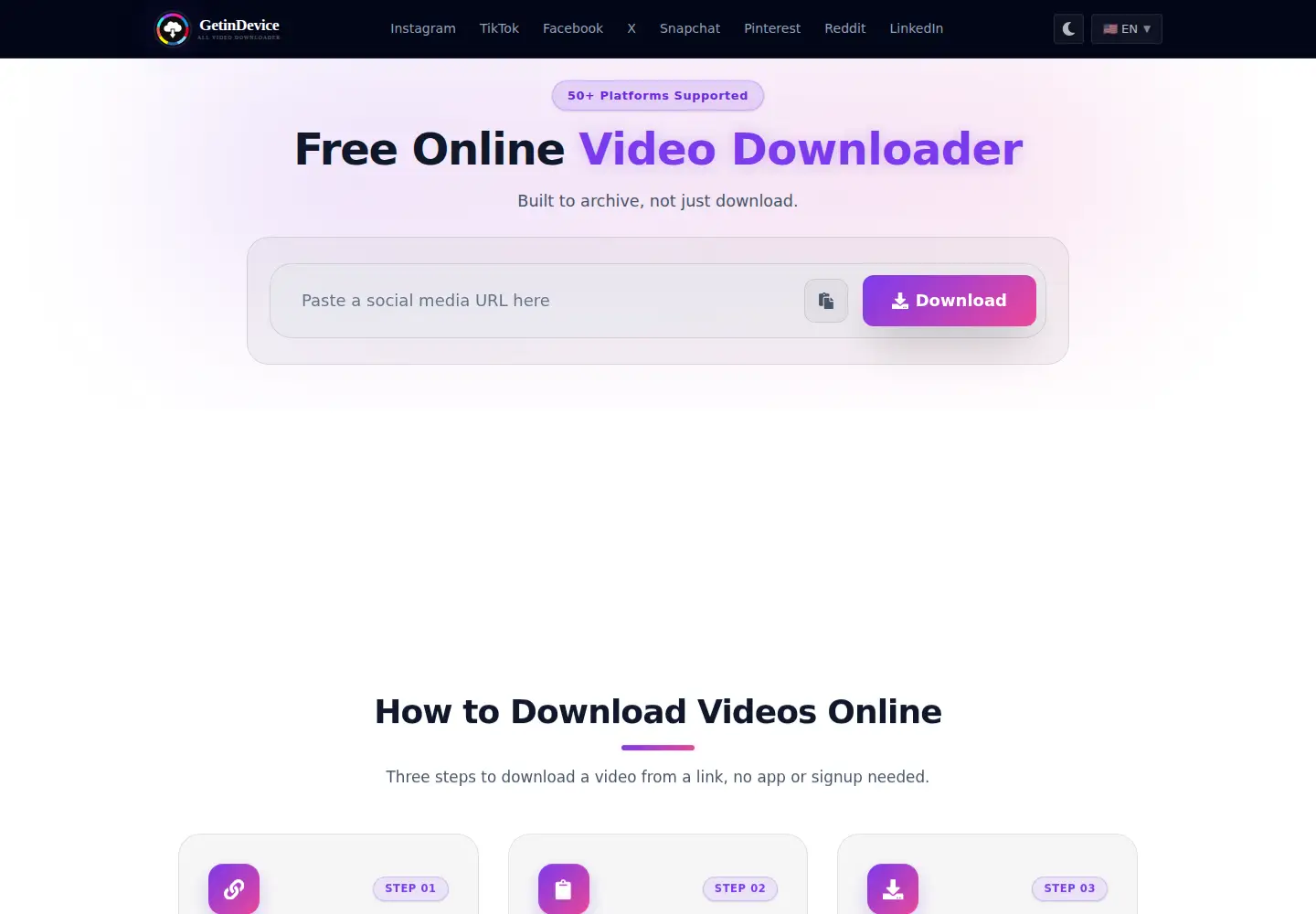 Captured homepage of getindevice.com in the current scan