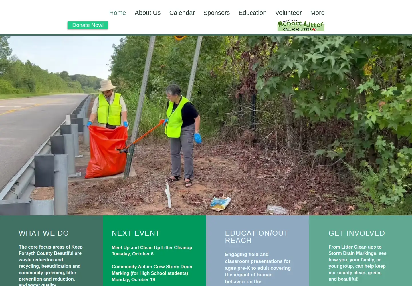 Captured homepage of keepforsythcountybeautiful.org in the current scan