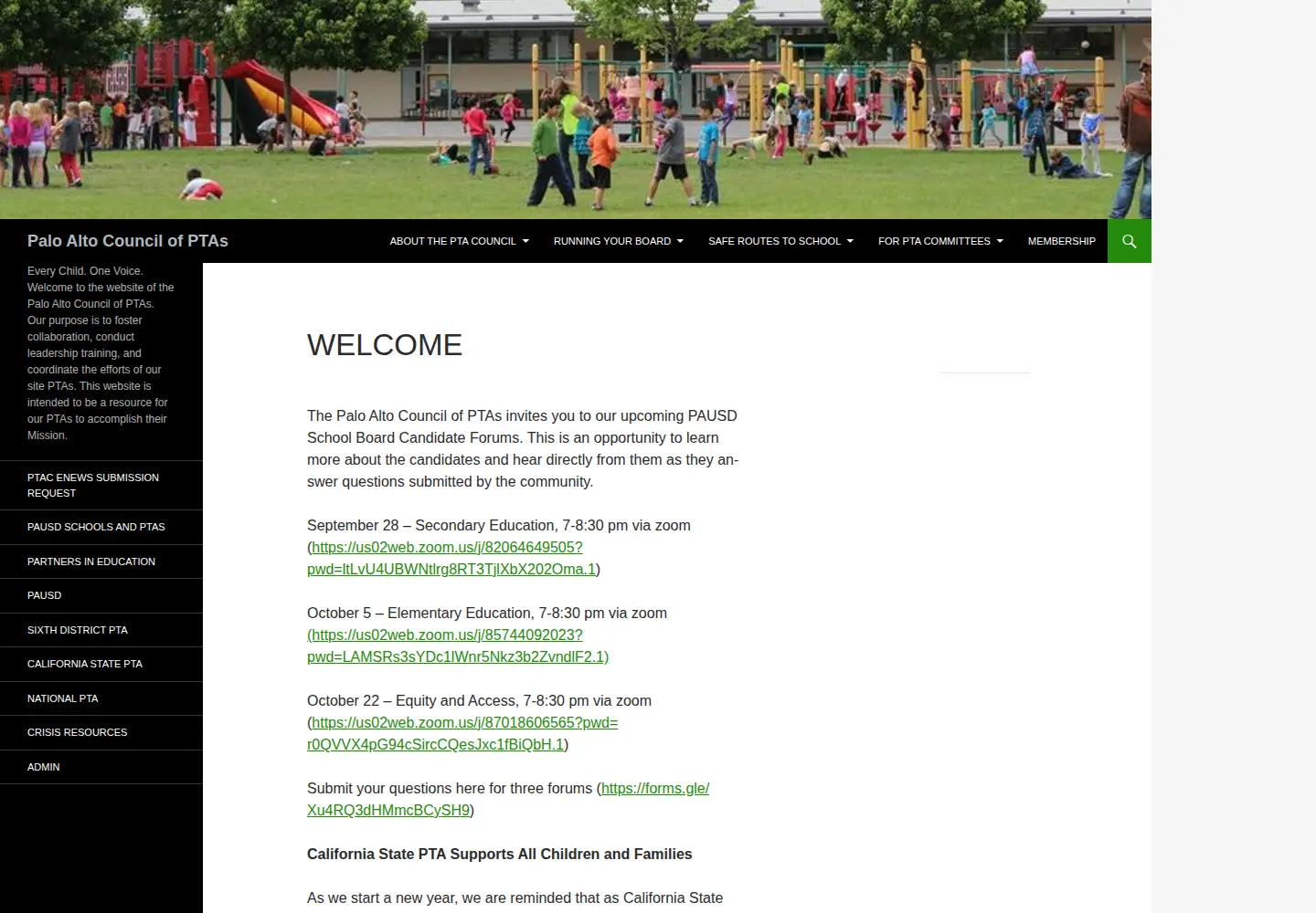 Screenshot of paloaltopta.org