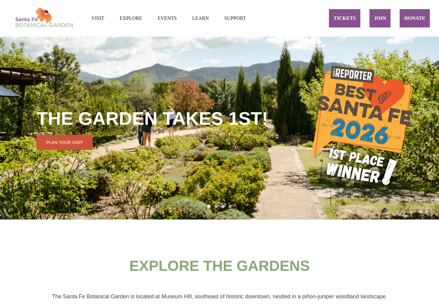 Screenshot of santafebotanicalgarden.org