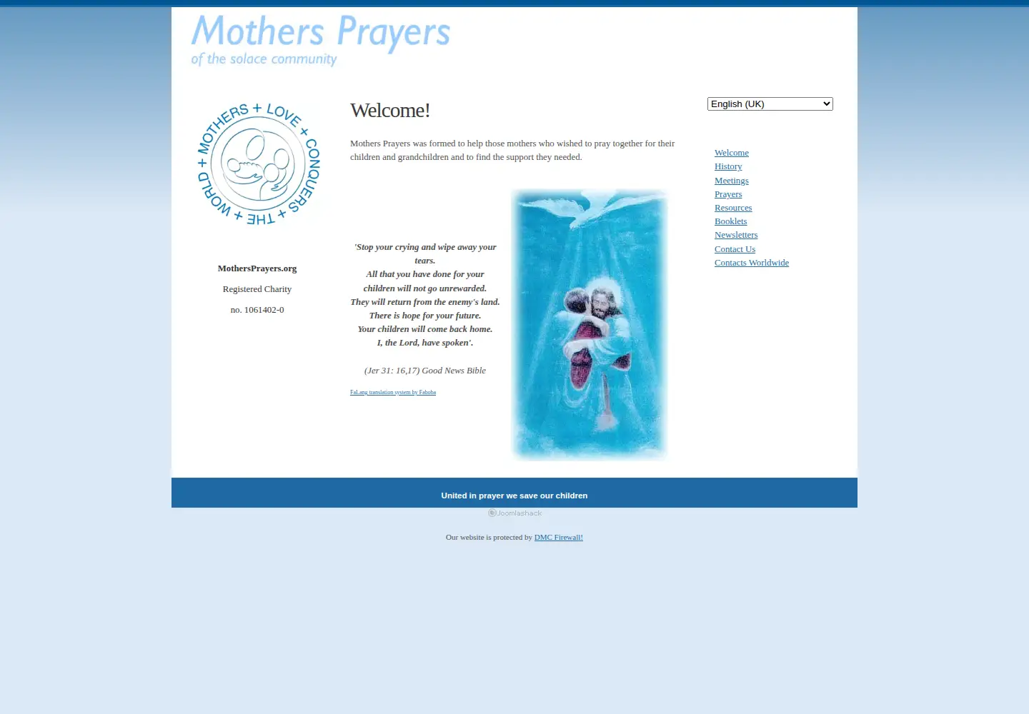 Captured homepage of mothersprayers.org in the current scan