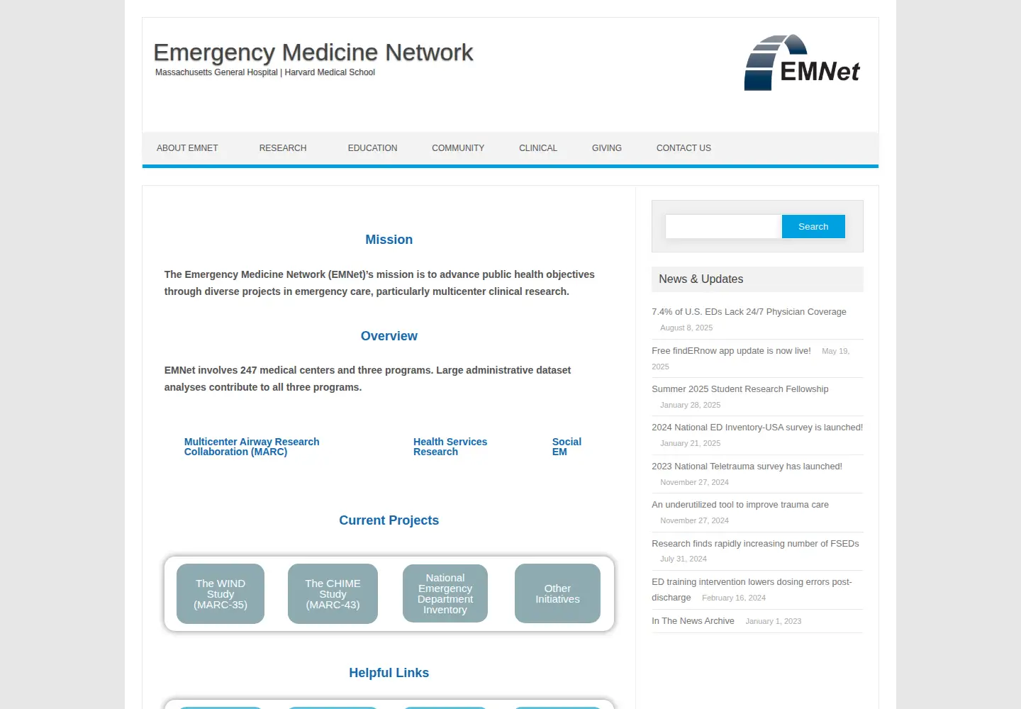 Captured homepage of emnet-usa.org in the current scan