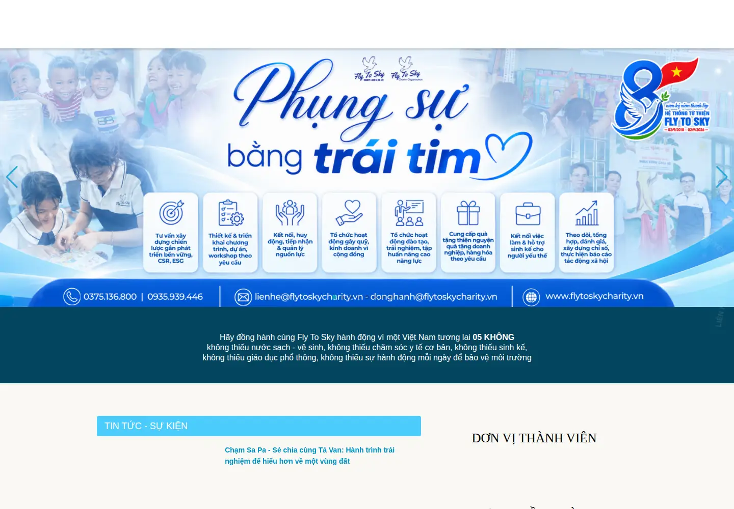 Screenshot of flytoskycharity.vn