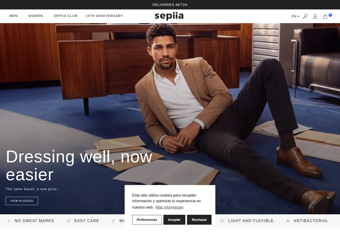 Captured homepage of sepiia.com in the current scan