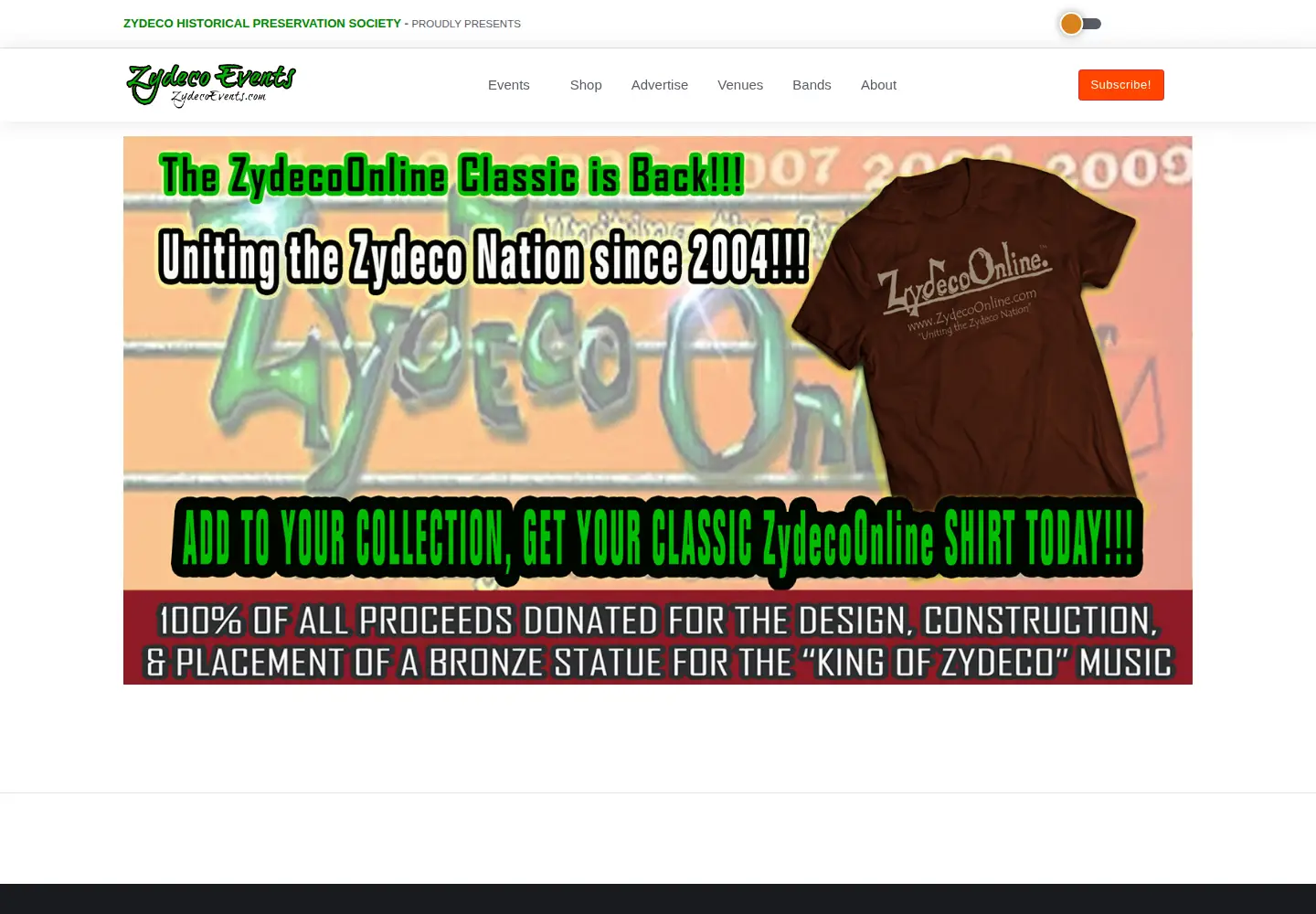 Screenshot of zydecoevents.com