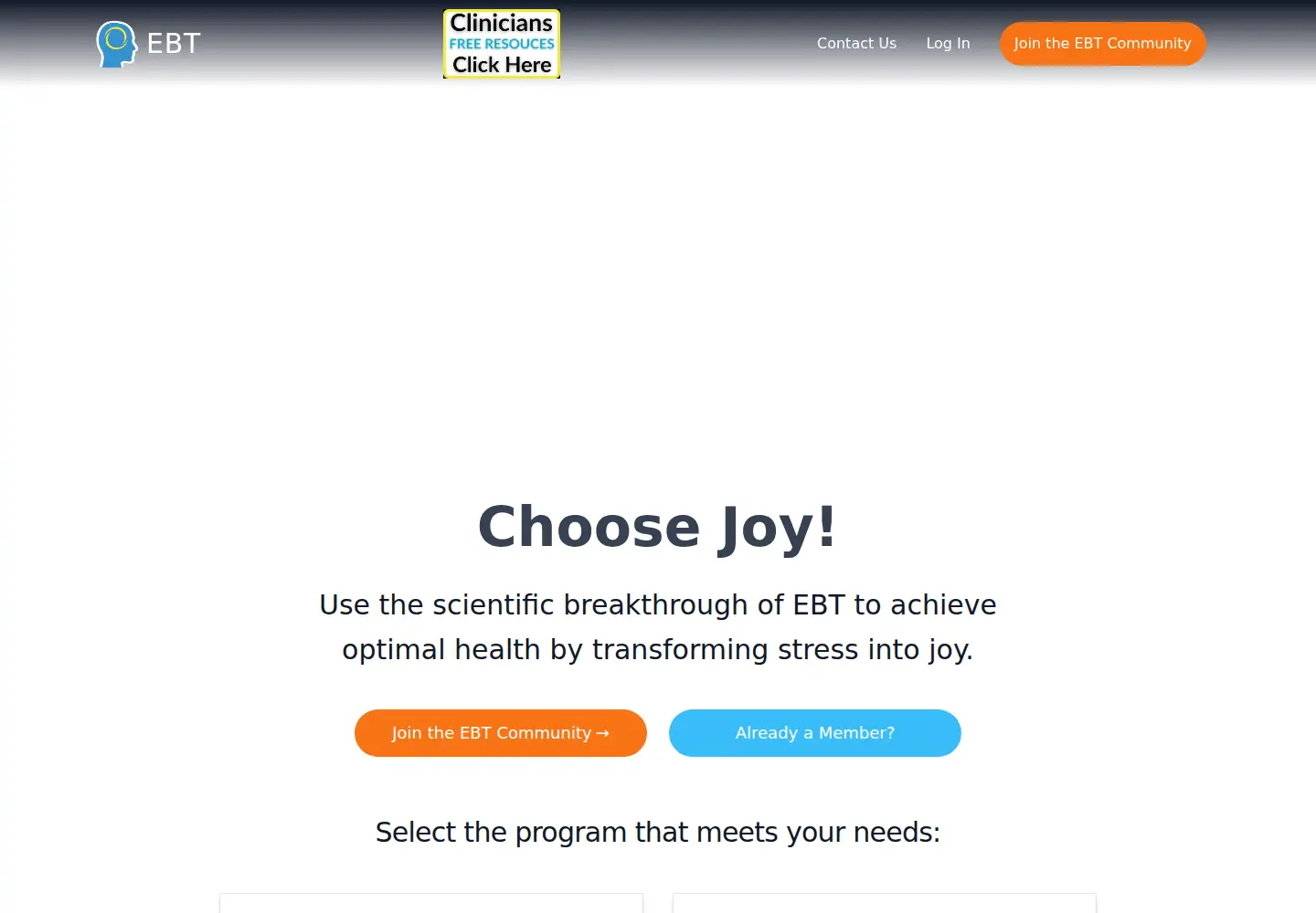 Captured homepage of ebtconnect.net in the current scan