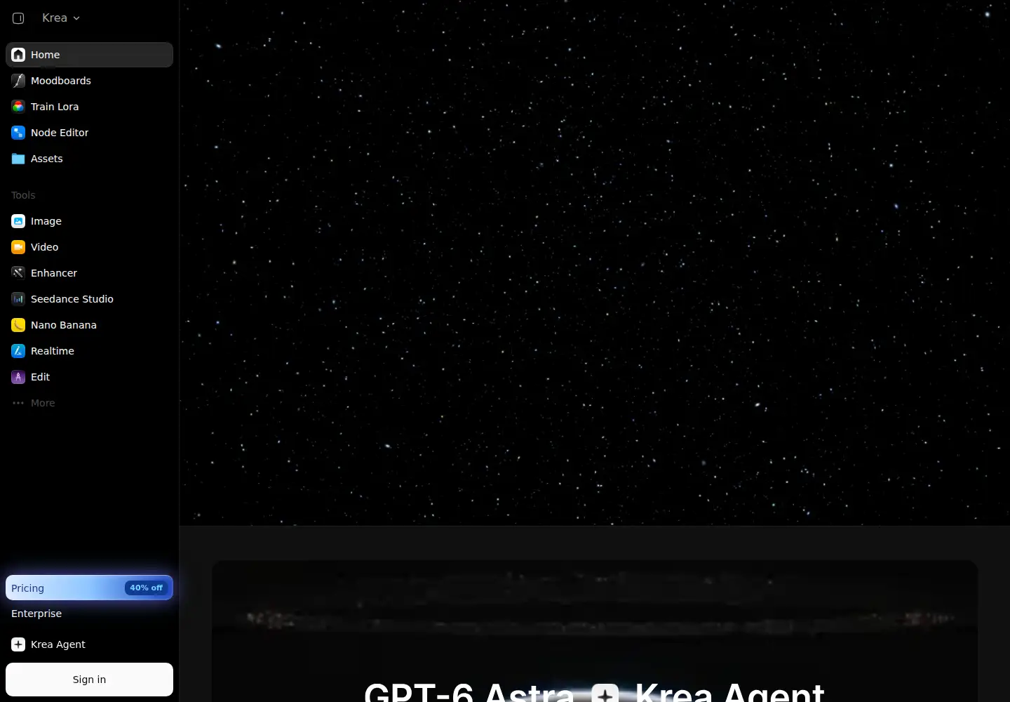 Screenshot of krea.ai