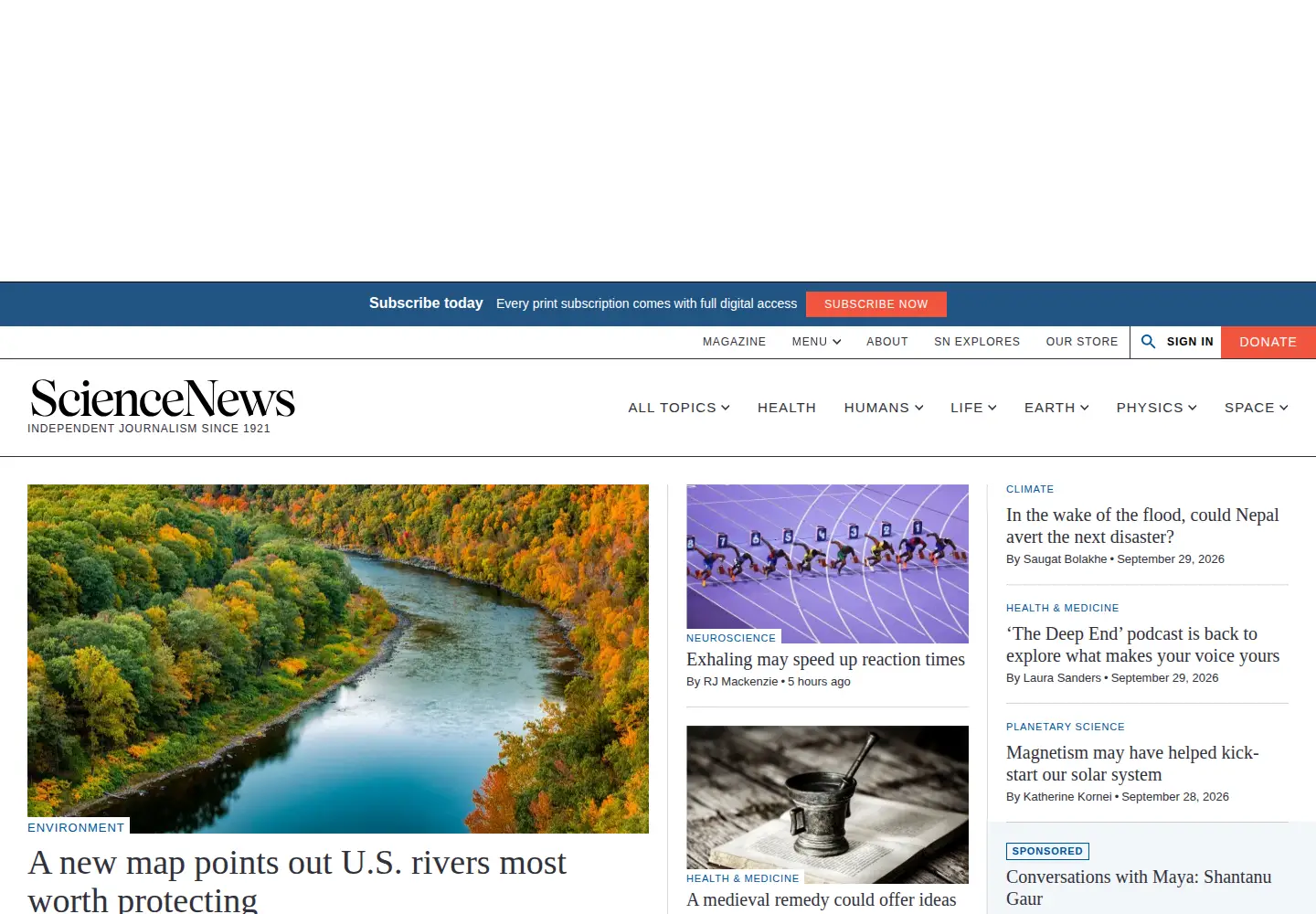Screenshot of sciencenews.org