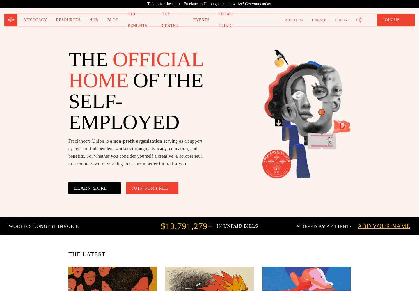 Screenshot of freelancersunion.org