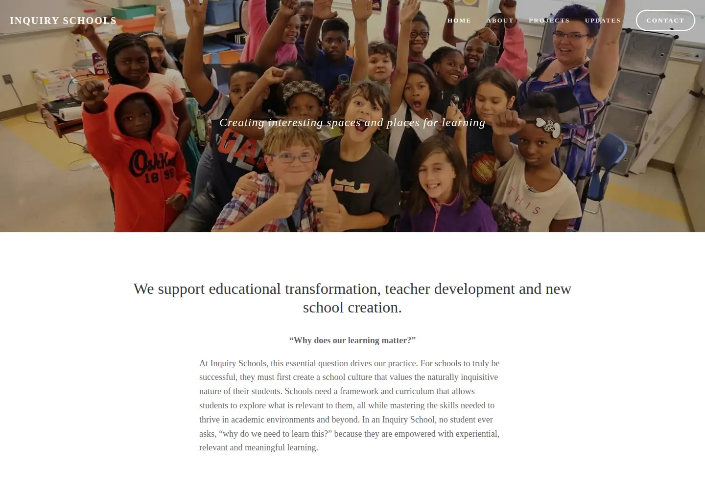 Captured homepage of inquiryschools.org in the current scan