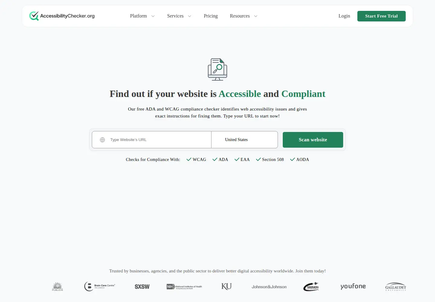 Screenshot of accessibilitychecker.org